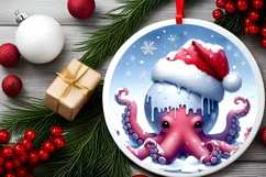 Watercolor Round Christmas Tree with Melting Edges PNG File Product Image 1