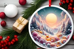 Pastell Candy Scene Round Ornament Sublimation PNG Product Image 2