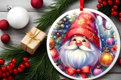 Colorful Pastel Watercollor Christmass Gnome Round Christmas Product Image 2