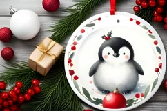 Penguin Christmas Ornament Sublimation PNG Product Image 2