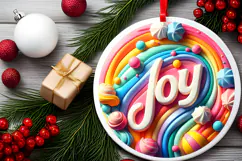 Round Christmass Ornament Sublimation|Clipart Product Image 2