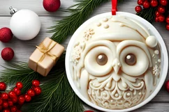 3D Owl Winter Christmas Sublimation PNG Product Image 2