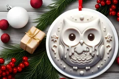 3D Owl Winter Christmas Sublimation PNG Product Image 2