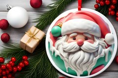 Round 3D Santa Round Ornament Sublimation PNG Product Image 2