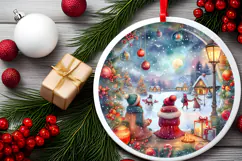 Round Christmass Ornament Sublimation|Clipart Product Image 2