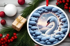 Digital Painting Round with Snow Wall and Swan Smiling JPEG Product Image 1