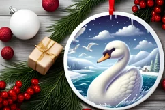 Digital Painting Round with Snow Wall and Swan Smiling JPEG Product Image 2
