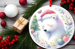 Colorful Polar Bear Christmas Ornament Sublimation PNG Product Image 2