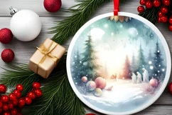 Colorful Nativity Scene Christmas Round Ornament Product Image 2