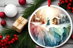 Nativity Scene Winter Scene Round Christmas Ornament Product Image 2