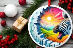 Digital Painting Round with Zebra Smiling Out of Melting Ice Product Image 2
