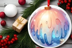 Colorful Champagne Christmas Round Ornament Product Image 2
