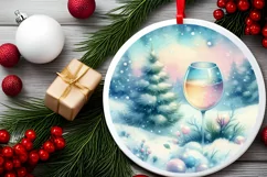 Colorful Champagne Christmas Round Ornament Product Image 1