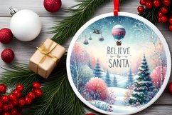 Winter Scene Believe in Santa Ornament Sublimation PNG Product Image 2