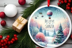 Winter Scene Believe in Santa Ornament Sublimation PNG Product Image 2