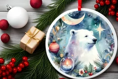 Winter Scene Digital Painting Round Ornament Sublimation Product Image 1