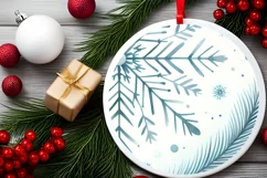 Snowflake Winter Scene Ornament Sublimation PNG Product Image 2