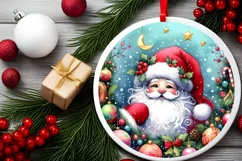 Colorful Santa Ornament Sublimation PNG Product Image 2