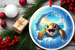Digital Painting Round with Turtle Smiling Out of Melting Product Image 2