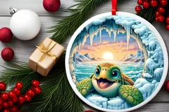 Digital Painting Round with Turtle Smiling Out of Melting Product Image 1