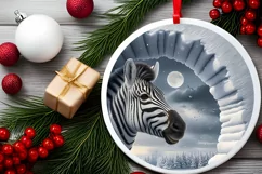 Digital Painting Round with Zebra Smiling Out of Snow Made Product Image 1