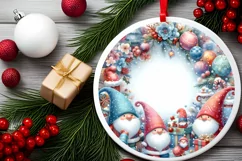 Pastel Gnomes Christmas Ornament Sublimation PNG Product Image 2
