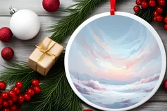 Winter Scene Digital Painting Round Ornament Sublimation Product Image 2
