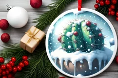 Melting Winter Scene Cactus Sublimation PNG Product Image 2