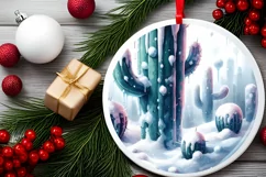 Melting Winter Scene Cactus Sublimation PNG Product Image 2