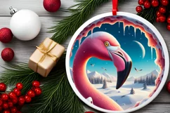 Digital Painting Round with Flamingo Smiling Out of Snow Product Image 2