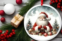 Snow Made Wall Santa Round Ornament Sublimation PNG Product Image 2