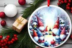 Winter Gnomes Christmas Ornament Sublimation PNG Product Image 2