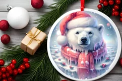 Melting Winter Scene Polar Bear Portrait Sublimation PNG Product Image 1