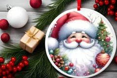 Santa Colorful Ornament Sublimation PNG Product Image 2