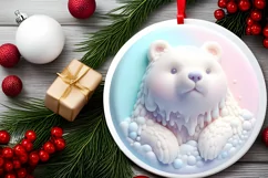 Polar Bear Christmas Ornament Sublimation PNG Product Image 2