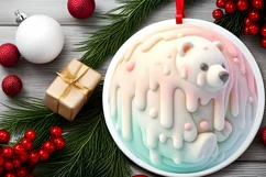 Polar Bear Christmas Ornament Sublimation PNG Product Image 2