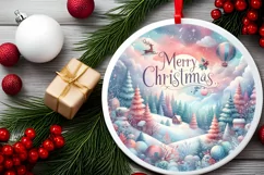 Merry Christmas Winter Scene Ornament Sublimation PNG Product Image 2