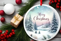 Merry Christmas Winter Scene Ornament Sublimation PNG Product Image 2