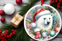 Polar Bear Round Ornament Sublimation PNG Product Image 1