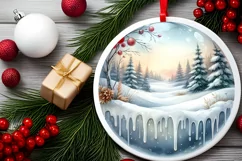 Melting Winter Scene with Forest Sublimation PNG Product Image 2