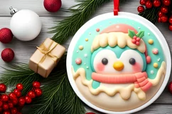 Penguin Christmas Ornament Sublimation PNG Product Image 2