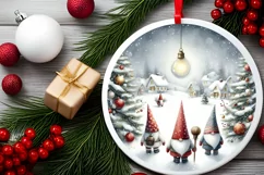 Winter Gnomes Round Ornament PNG Product Image 2