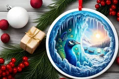Melting Ice Peacock Landscape Sublimation PNG Product Image 2