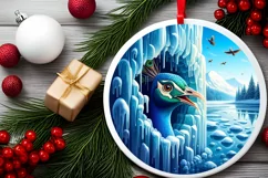 Melting Ice Peacock Landscape Sublimation PNG Product Image 1