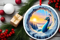 Melting Ice Peacock Landscape Sublimation PNG Product Image 1