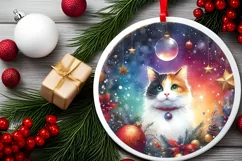 Cat Christmas Ornament Sublimation PNG Product Image 2