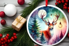 Reindeer Christmas Ornament Sublimation PNG Product Image 2