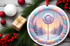 Winter Scene Digital Painting Round Ornament Sublimation Product Image 2