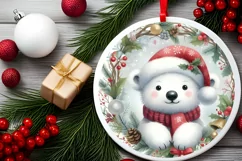 Polar Bear Round Ornament Sublimation PNG Product Image 1