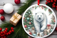 Polar Bear Round Ornament Sublimation PNG Product Image 2